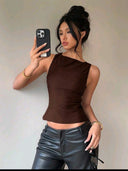 Blusa casual sin manga con lazo y espalda descubierta