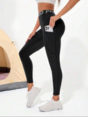 Leggins deportiva unicolor con bolsillos