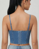 Corset de jeans con pedreria