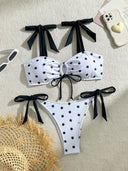 Set de traje de baño 2 piezas estampado lunares