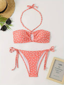 Traje de baño de 2 piezas estampado floreado con nudo