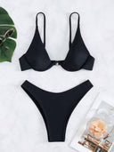Conjunto de bikini solido de sujetador con aro