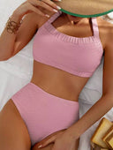 Conjunto de bikini unicolor talle alto