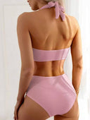 Conjunto de bikini unicolor talle alto