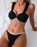 Conjunto de bikini con cinta de contraste