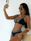 Conjunto de bikini con estampado de contraste
