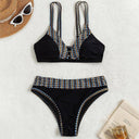 Conjunto de bikini con estampado de contraste