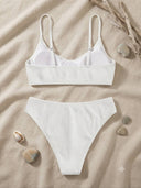 Conjunto de bikini unicolor tela acanalada