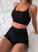 Conjunto de tankini negro de short