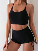 Conjunto de tankini negro de short