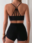 Conjunto de tankini negro de short