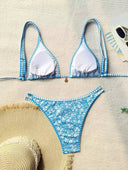 Traje de baño 2 piezas con estampado y detalle colgante