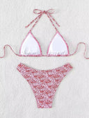 Set de 2 piezas traje de baño estampado floreado
