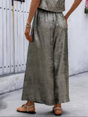 Pantalon ancho casual metalizado