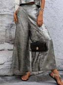 Pantalon ancho casual metalizado