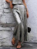 Pantalon ancho casual metalizado