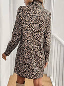 Vestido corto manga larga animal print