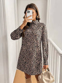 Vestido corto manga larga animal print