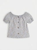 Blusa estampada manga bombacha