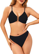 conjunto traje de baño unicolor con aro sujetador
