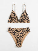 Conjunto de bikini con estampado animal print talle alto