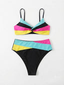Set de 2 piezas de bikini estampado de colores