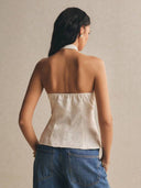 Blusa sin manga elegante estilo chino con lazos delanteros