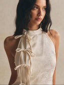Blusa sin manga elegante estilo chino con lazos delanteros