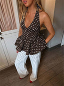 Blusa de lunares con escote halter