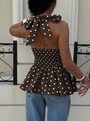 Blusa de lunares con escote halter