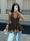 Blusa de lunares con escote halter
