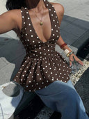 Blusa de lunares con escote halter