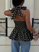 Blusa de lunares con escote halter