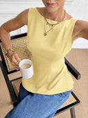Blusa sin manga elegante y sin espalda, con lazo trasero