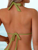 Traje de baño 2 piezas con escote halter superior unicolor