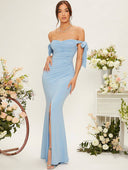 Vestido largo elegante hombros al aire