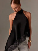 PROXIMAMENTE Blusa de tirates asimetrico con encaje - ArmasStyle