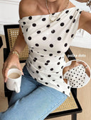 PROXIMAMENTE LUNARES blusa asimetrica de una manga y pliegues - ArmasStyle