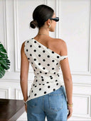 PROXIMAMENTE LUNARES blusa asimetrica de una manga y pliegues - ArmasStyle