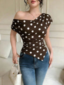 PROXIMAMENTE LUNARES blusa asimetrica de una manga y pliegues - ArmasStyle