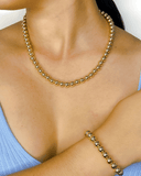 Set de collar y pulsera de maxi balines enchapado en oro 18k acero inoxidable - ArmasStyle