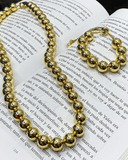 Set de collar y pulsera de maxi balines enchapado en oro 18k acero inoxidable - ArmasStyle