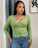 Sueter jersey tejido con botones coloridos - ArmasStyle