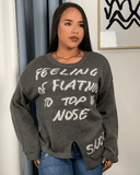 Sueter jersey tejido con diseño rasgado - ArmasStyle