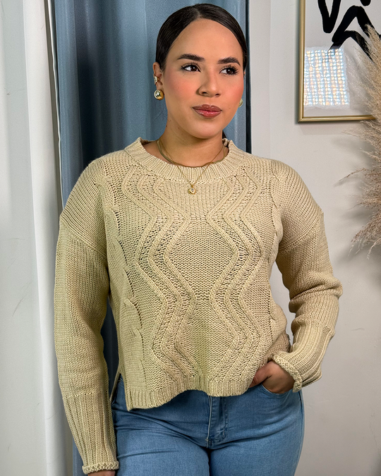 Sueter jersey holgado con patron geometrico