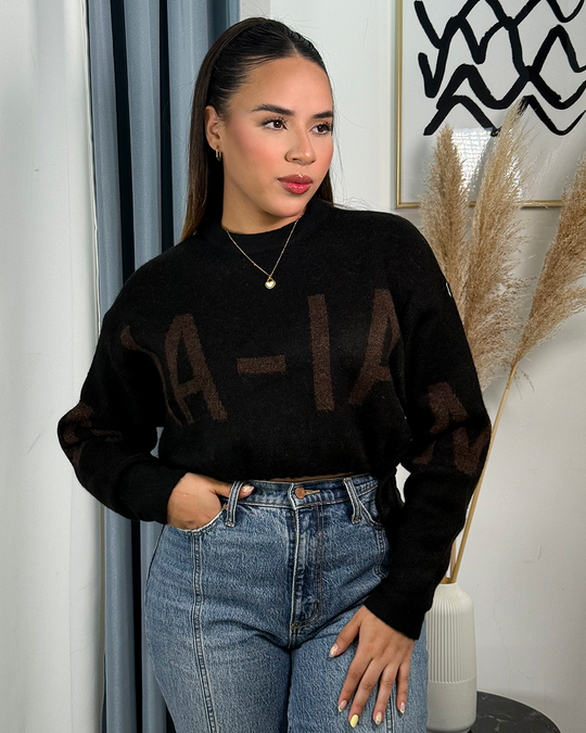 Sueter jersey holgado tejido