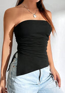 Tops basico sin tirantes con abertura y diseño plegable simple - ArmasStyle