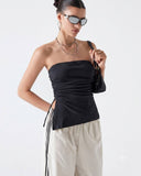 Tops basico sin tirantes con abertura y diseño plegable simple - ArmasStyle