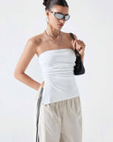 Tops basico sin tirantes con abertura y diseño plegable simple - ArmasStyle