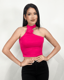 Tops con flor de relivere en el cuello - ArmasStyle